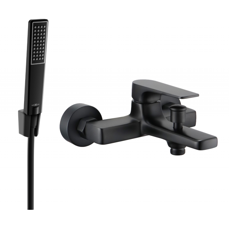 Mexen Lynx R72 bath tap with shower set, black - 74593R72-70