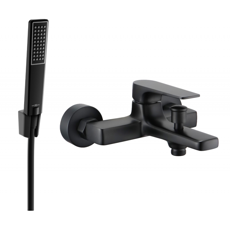 Mexen Lynx R72 bathtub mixer tap with shower head, Black - 74593R72-70