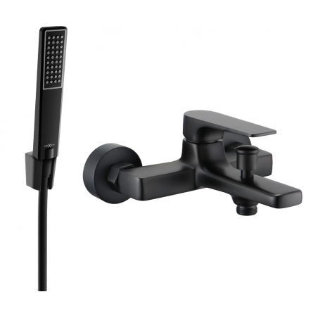 Mexen Lynx R72 bath tap with shower set, black - 74593R72-70