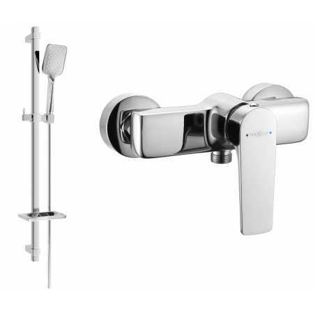 Mexen Lynx DQ62 shower mixer tap with shower head, Chrome - 74594DQ62-00