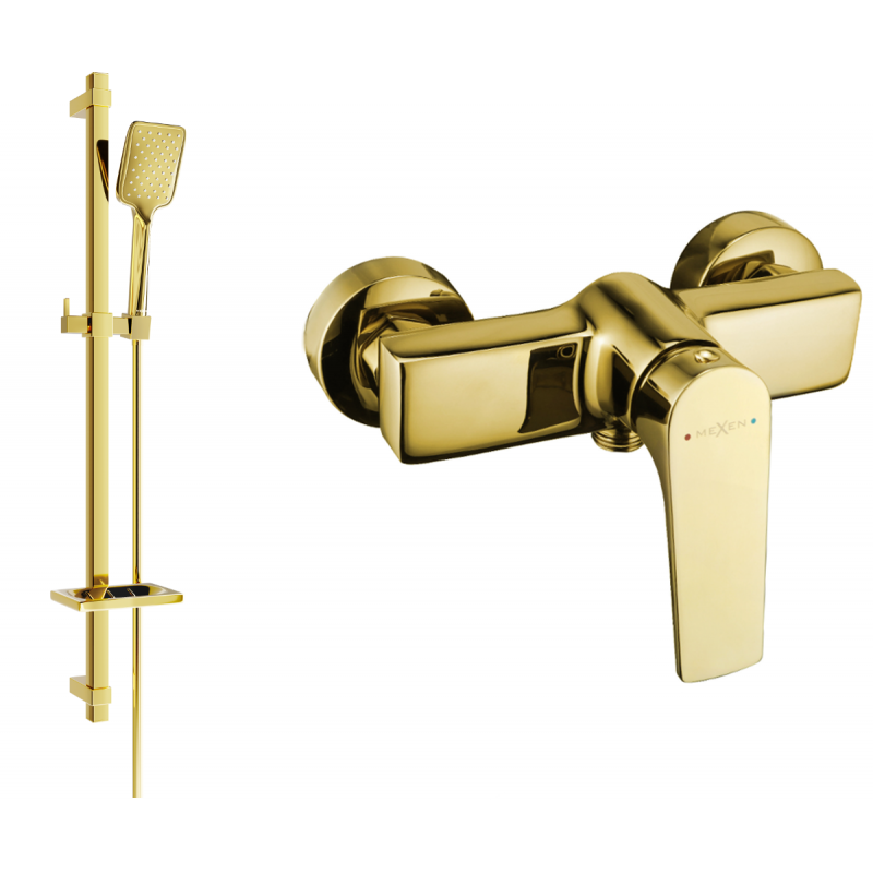 Mexen Lynx DQ62 shower faucet with shower set, gold - 74594DQ62-50