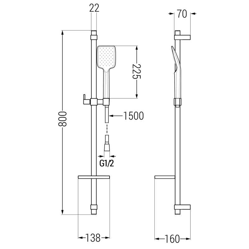 Mexen Lynx DQ62 shower faucet with shower set, black - 74594DQ62-70
