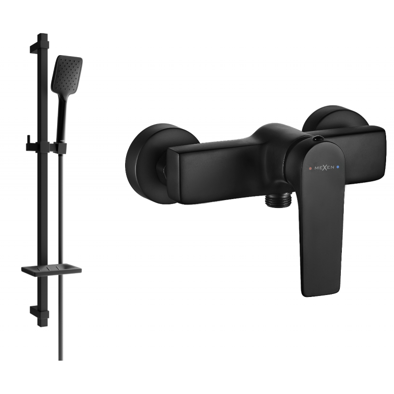 Mexen Lynx DQ62 shower faucet with shower set, black - 74594DQ62-70