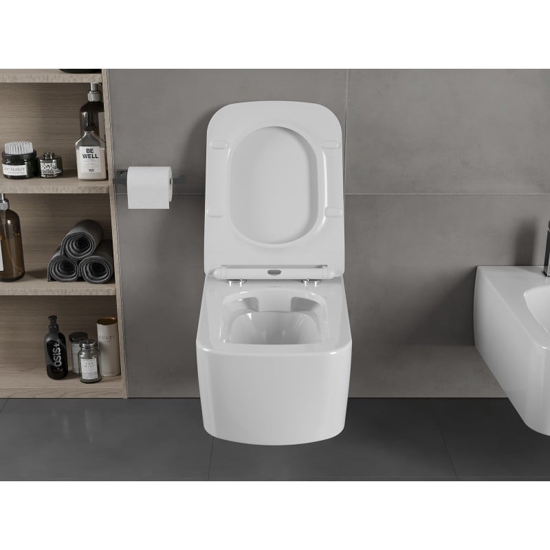 Mexen York Rimless WC Bowl with Slim Soft-Close Seat, Duroplast, Glossy White - 30114000