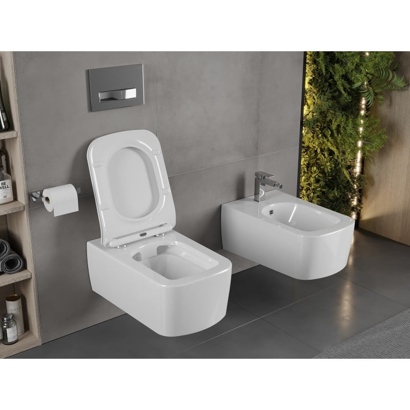 Mexen York Rimless WC Bowl with Slim Soft-Close Seat, Duroplast, Glossy White - 30114000