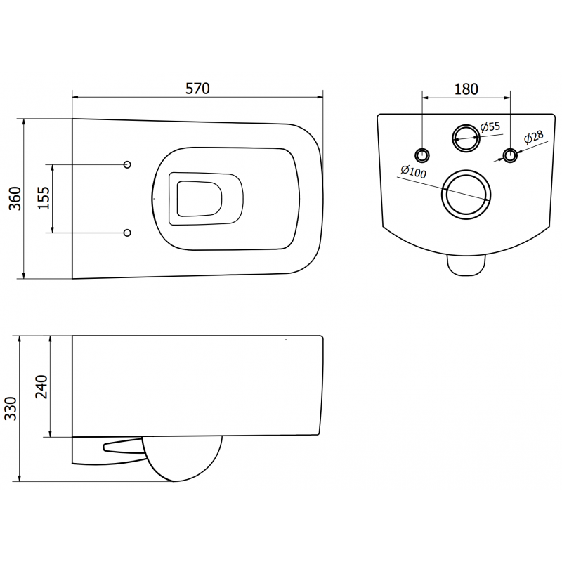 Mexen York Rimless WC Bowl with Slim Soft-Close Seat, Duroplast, Glossy White - 30114000