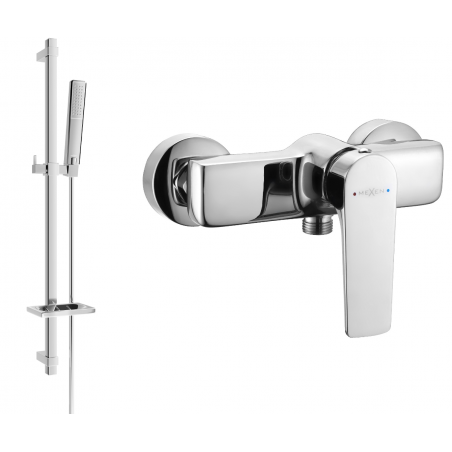 Mexen Lynx DQ72 shower mixer tap with shower head, Chrome - 74594DQ72-00