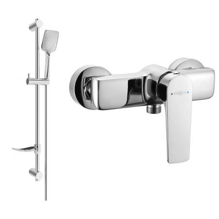 Mexen Lynx DF62 shower mixer tap with shower head, Chrome - 74594DF62-00
