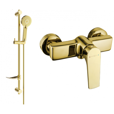 Mexen Lynx DF40 shower mixer tap with shower head, Gold - 74594DF40-50