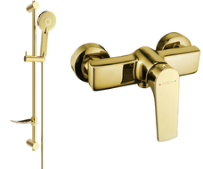 Mexen Lynx DF40 shower mixer tap with shower head, Gold - 74594DF40-50