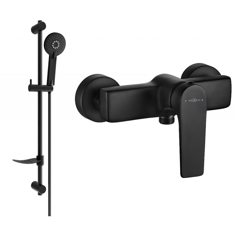 Mexen Lynx DF40 shower mixer tap with shower head, Black - 74594DF40-70