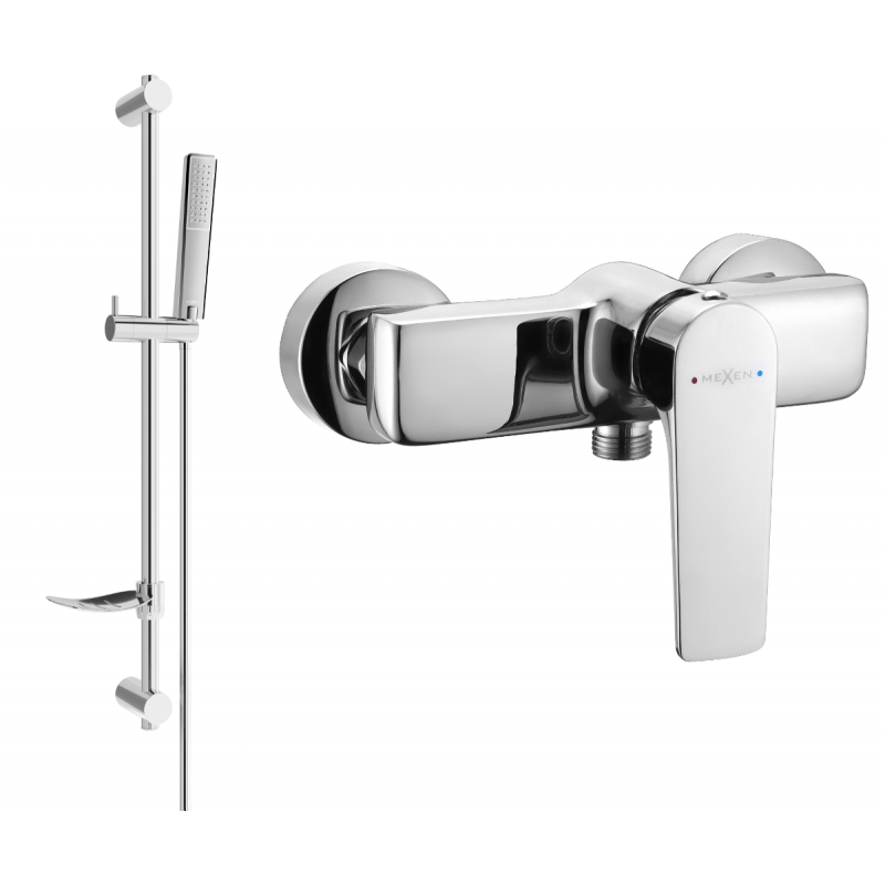 Mexen Lynx DF72 shower mixer tap with shower head, Chrome - 74594DF72-00