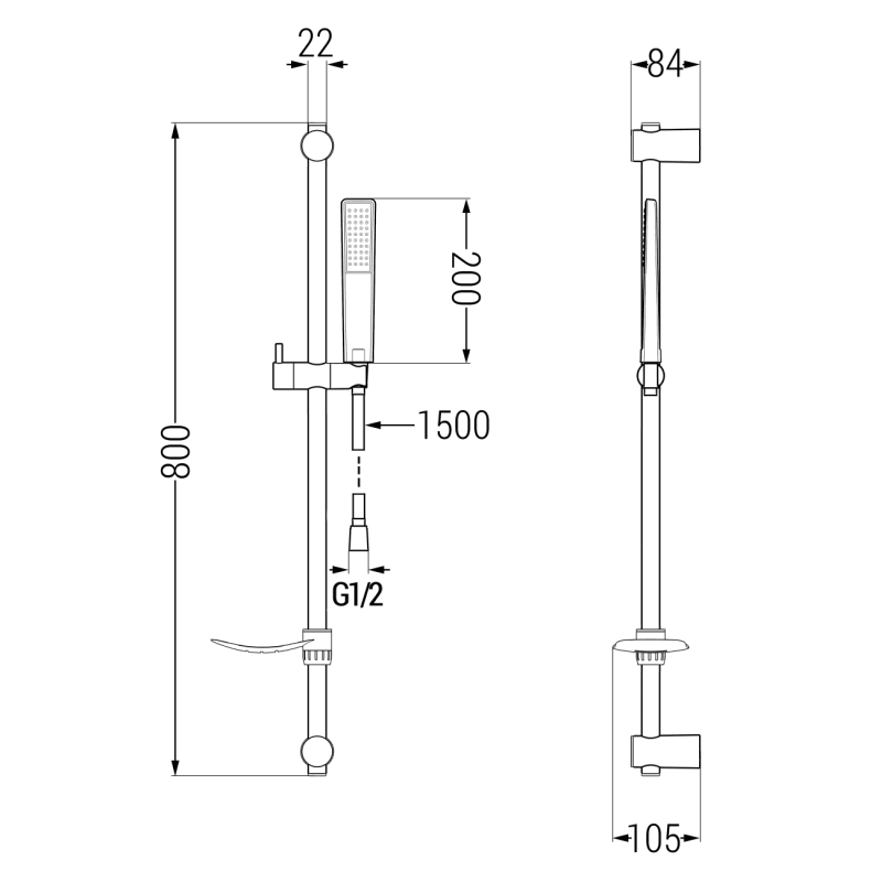 Mexen Lynx DF72 Shower Faucet with Shower Set, Black - 74594DF72-70