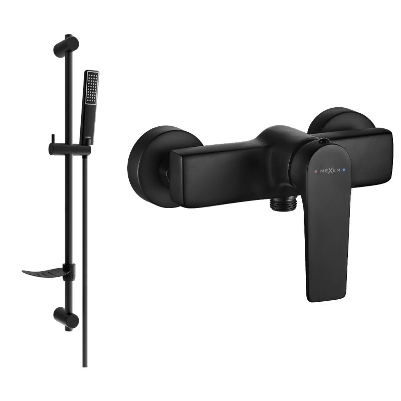 Mexen Lynx DF72 Shower Faucet with Shower Set, Black - 74594DF72-70