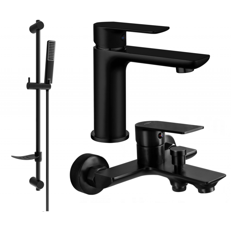 Mexen Alfa DF72 bathtub set, Black - 745703DF72-70