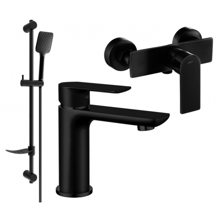 Mexen Alfa DF62 shower set, Black - 745704DF62-70
