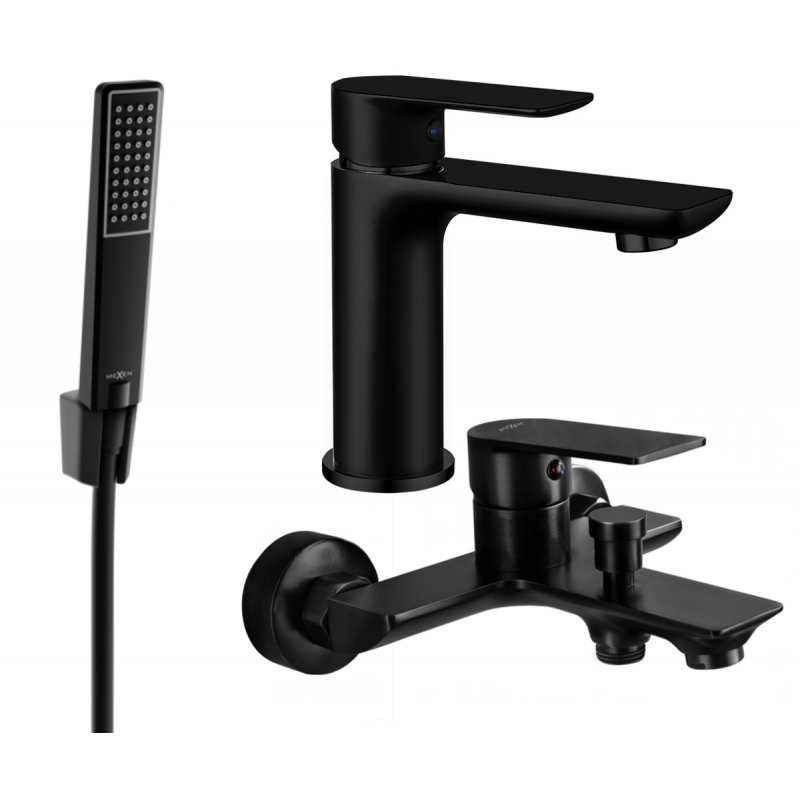 Mexen Alfa R72 bathtub set, Black - 745703R72-70