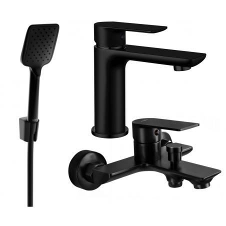 Mexen Alfa R62 bath set, black - 745703R62-70
