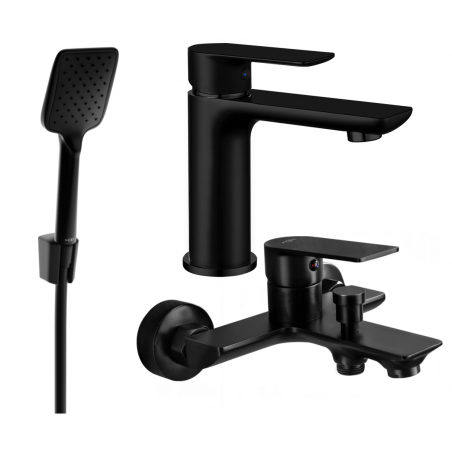 Mexen Alfa R62 bathtub set, Black - 745703R62-70