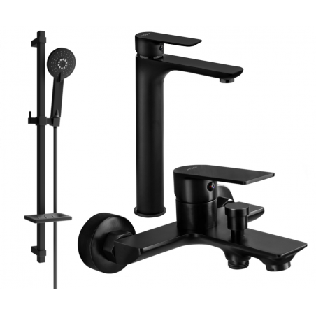 Mexen Alfa DQ40 bath set, black - 745713DQ40-70