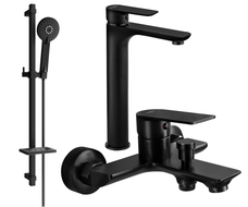 Mexen Alfa DQ40 bath set, black - 745713DQ40-70