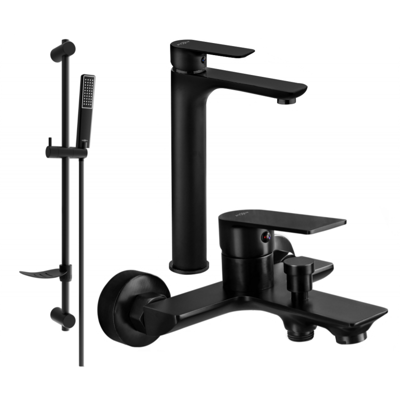 Mexen Alfa DF72 bathtub set, Black - 745713DF72-70