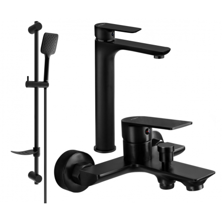 Mexen Alfa DF62 bathtub set, Black - 745713DF62-70
