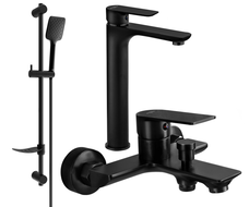 Mexen Alfa DF62 bath set, black - 745713DF62-70