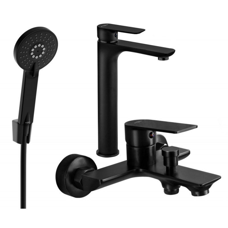 Mexen Alfa R40 bathtub set, Black - 745713R40-70