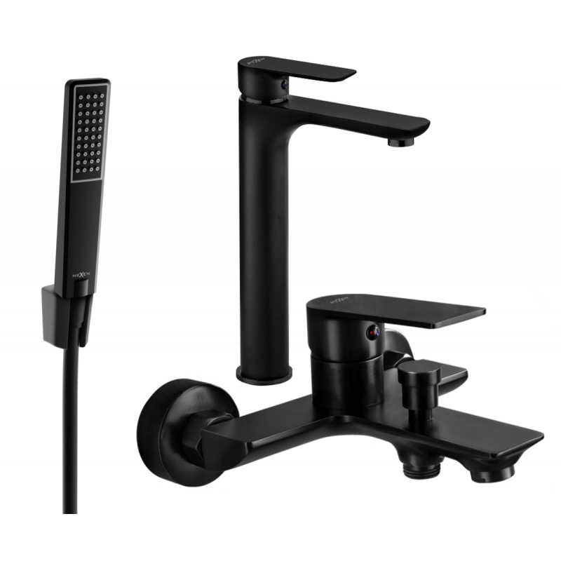 Mexen Alfa R72 bathtub set, Black - 745713R72-70