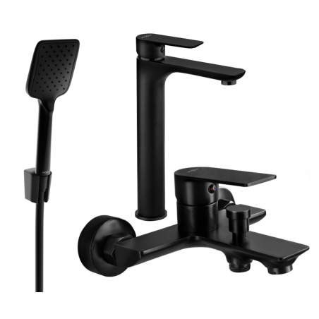 Mexen Alfa R62 bath set, black - 745713R62-70