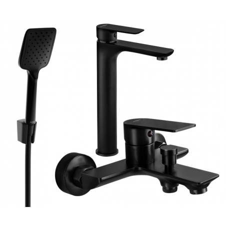 Mexen Alfa R62 bathtub set, Black - 745713R62-70