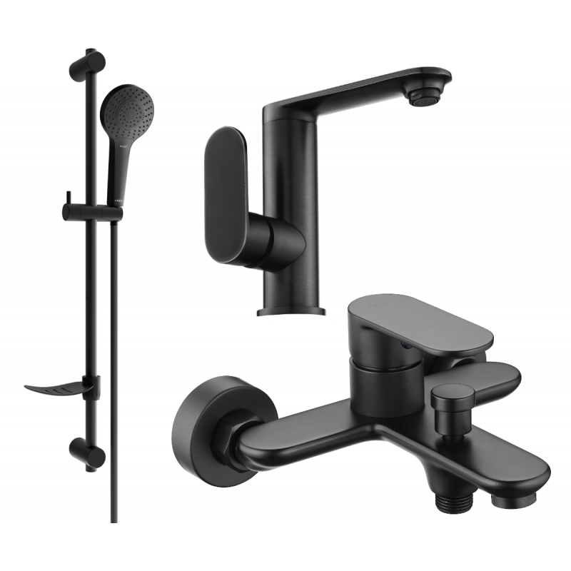 Mexen Milo DF05 bathtub set, Black - 713053DF05-70