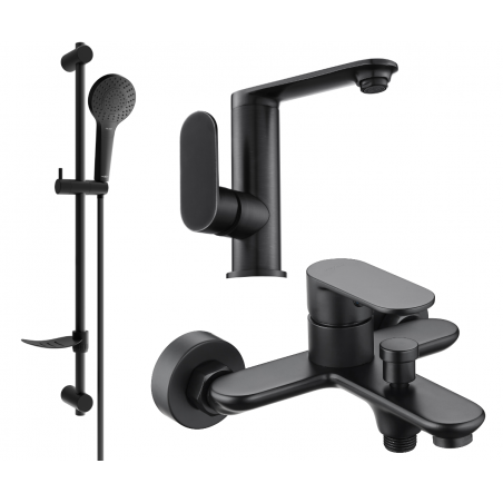Mexen Milo DF05 bath set, black - 713053DF05-70