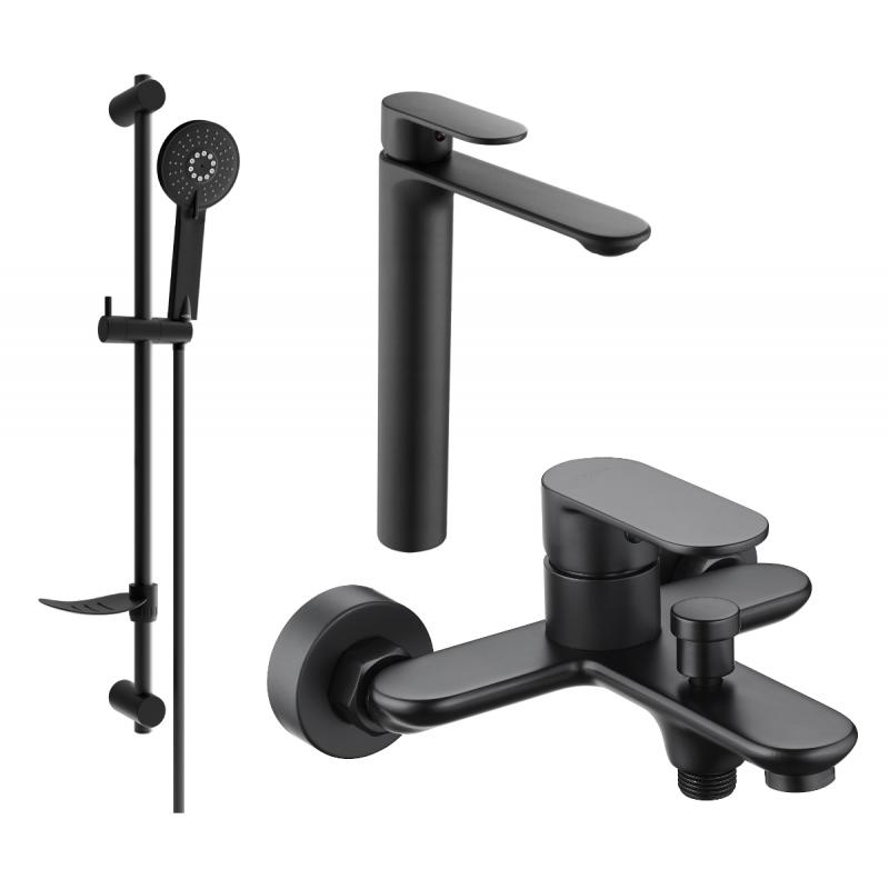 Mexen Milo DF40 bath set, black - 71313DF40-70