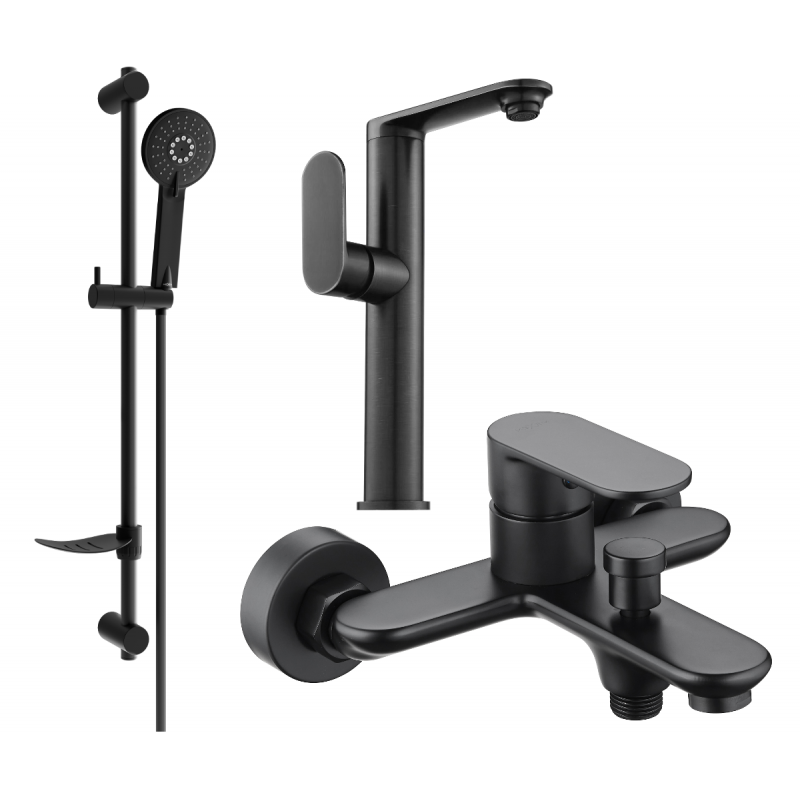 Mexen Milo DF40 bathtub set, Black - 713153DF40-70