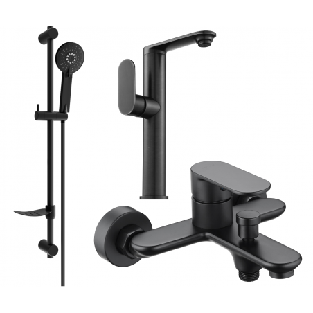 Mexen Milo DF40 bath set, black - 713153DF40-70