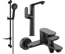 Mexen Milo DF40 bath set, black - 713153DF40-70