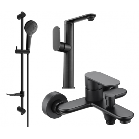 Mexen Milo DF05 Bath Set, Black - 713153DF05-70