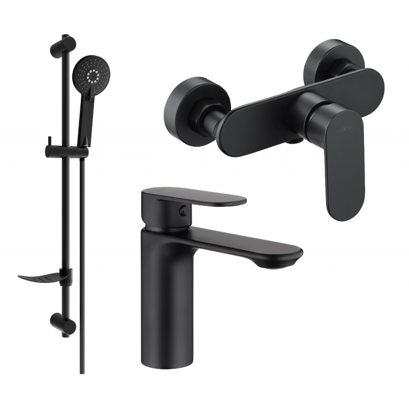 Mexen Milo DF40 shower set, Black - 71304DF40-70