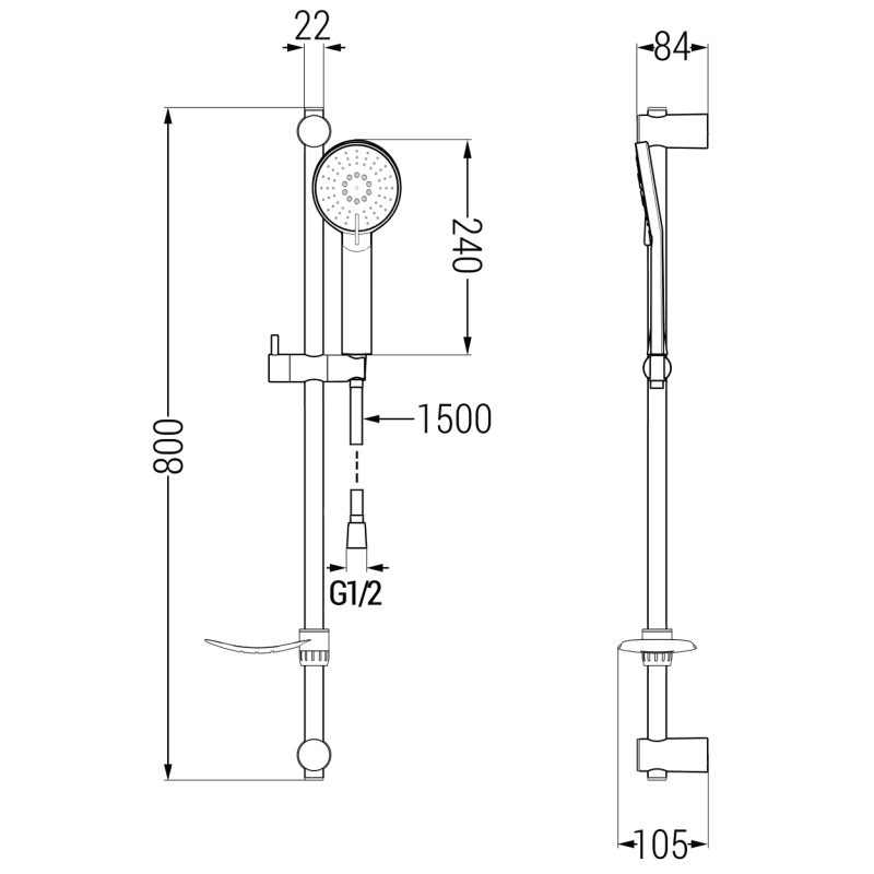 Mexen Milo DF05 black shower set - 713054DF05-70