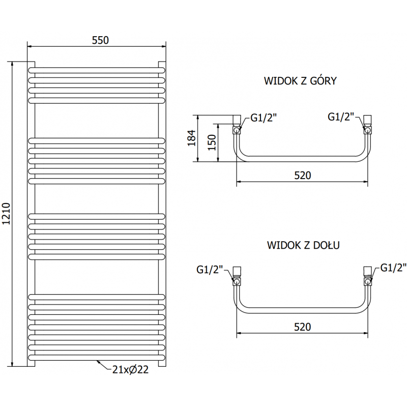 Mexen Apollo electric radiator 1210 x 550 mm, 600 W, anthracite - W117-1210-550-2600-66
