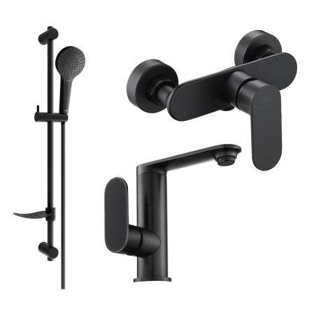 Mexen Milo DF05 shower set, Black - 713054DF05-70