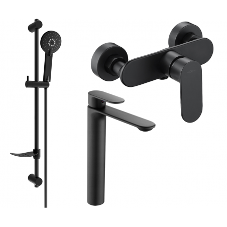 Mexen Milo DF40 shower set, Black - 71314DF40-70