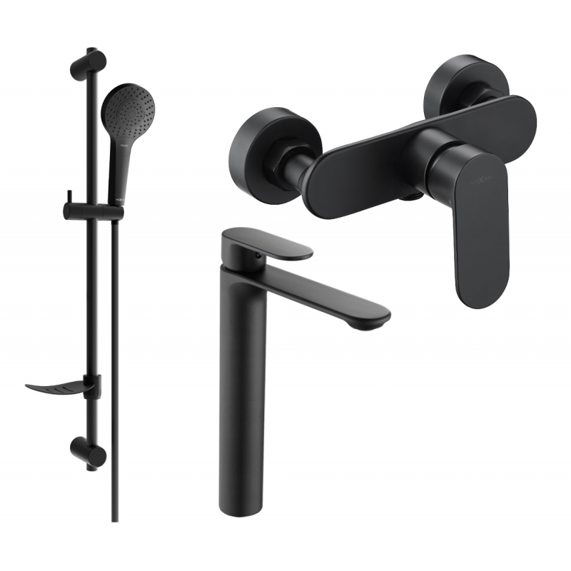 Mexen Milo DF05 shower set, Black - 71314DF05-70