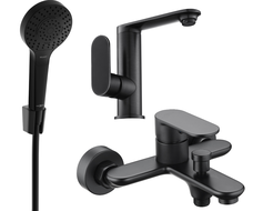 Mexen Milo R05 bathtub set, Black - 713053R05-70