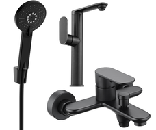 Mexen Milo R40 bathtub set, Black - 713153R40-70