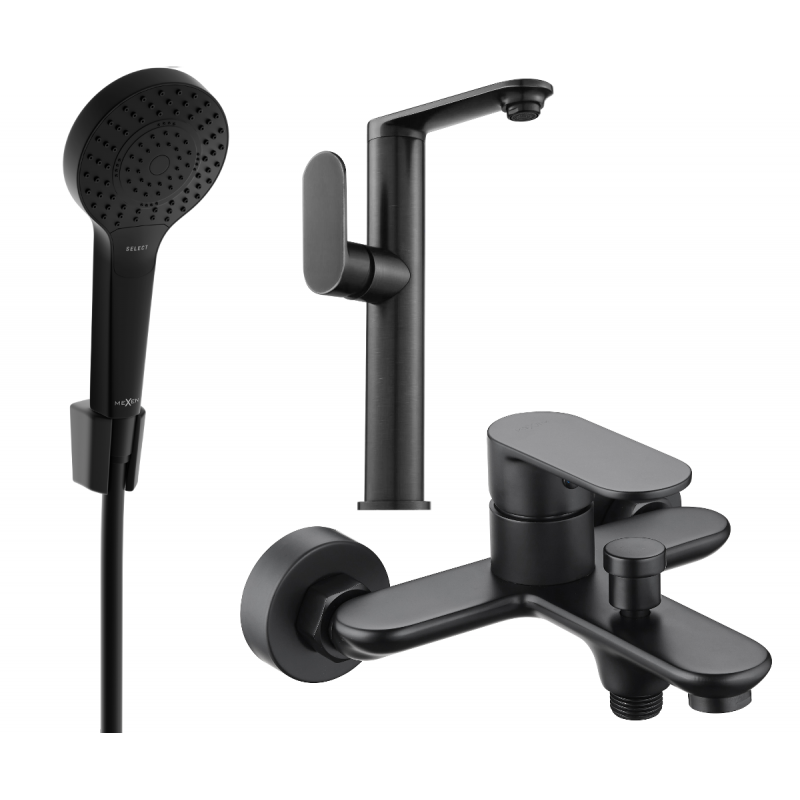 Mexen Milo R05 bathtub set, Black - 713153R05-70