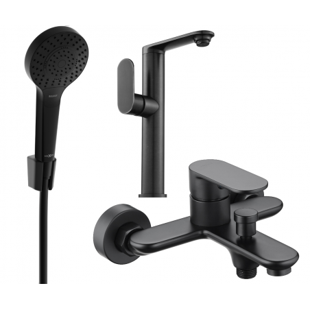 Mexen Milo R05 bathtub set, Black - 713153R05-70