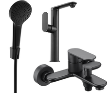 Mexen Milo R05 bathtub set, Black - 713153R05-70